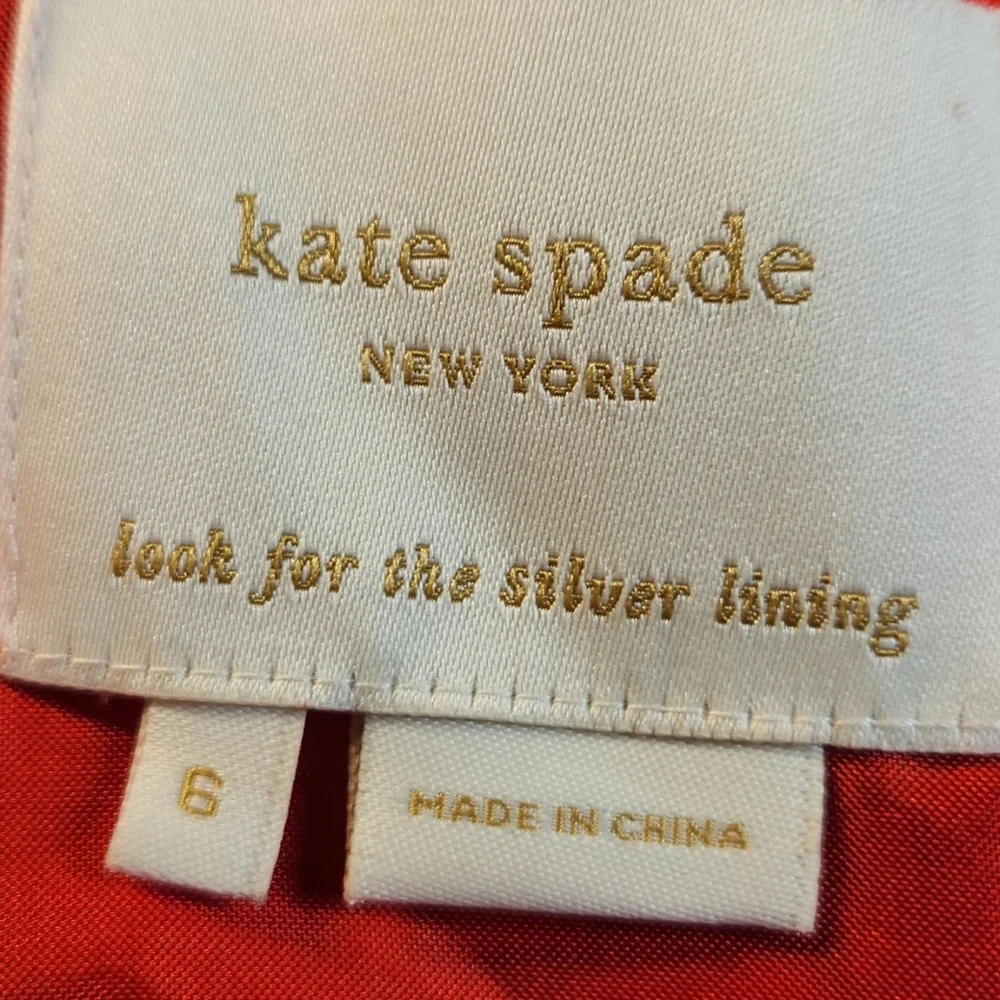 kate spade Coral and White Ruffle Wrap Dress